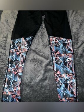 Barbie Black Leggings with Blue & Pink Geo Panel Print